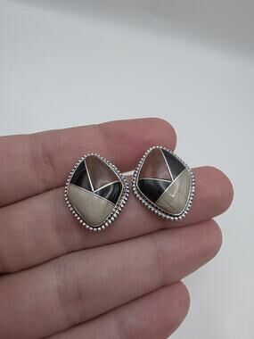 DTR Sterling Silver 925 Multi-Stone Inlay Earrings